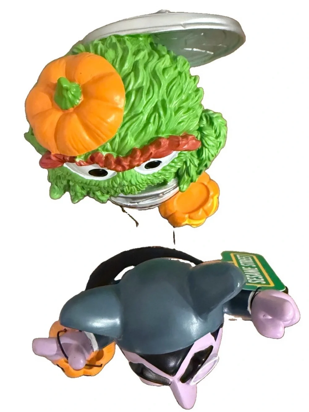 🎃 Sesame Street Halloween Count & Oscar the Grouch Resin Decor Figurine Set New